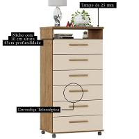Cômoda Veneza 6 Gavetas Amêndoa Off White - 2