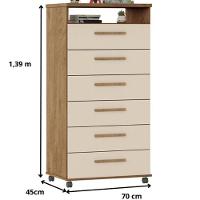 Cômoda Veneza 6 Gavetas Amêndoa Off White - 3