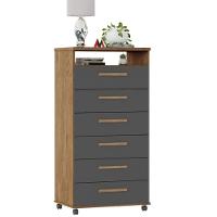 Cômoda Veneza 6 Gavetas Amêndoa Grafite - 1