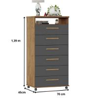 Cômoda Veneza 6 Gavetas Amêndoa Grafite - 3