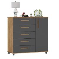 Cômoda Sapateira Barcelona 5 Gavetas Amêndoa Grafite - 1