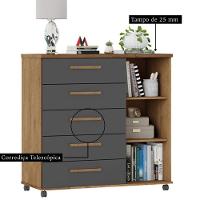 Cômoda Sapateira Barcelona 5 Gavetas Amêndoa Grafite - 2