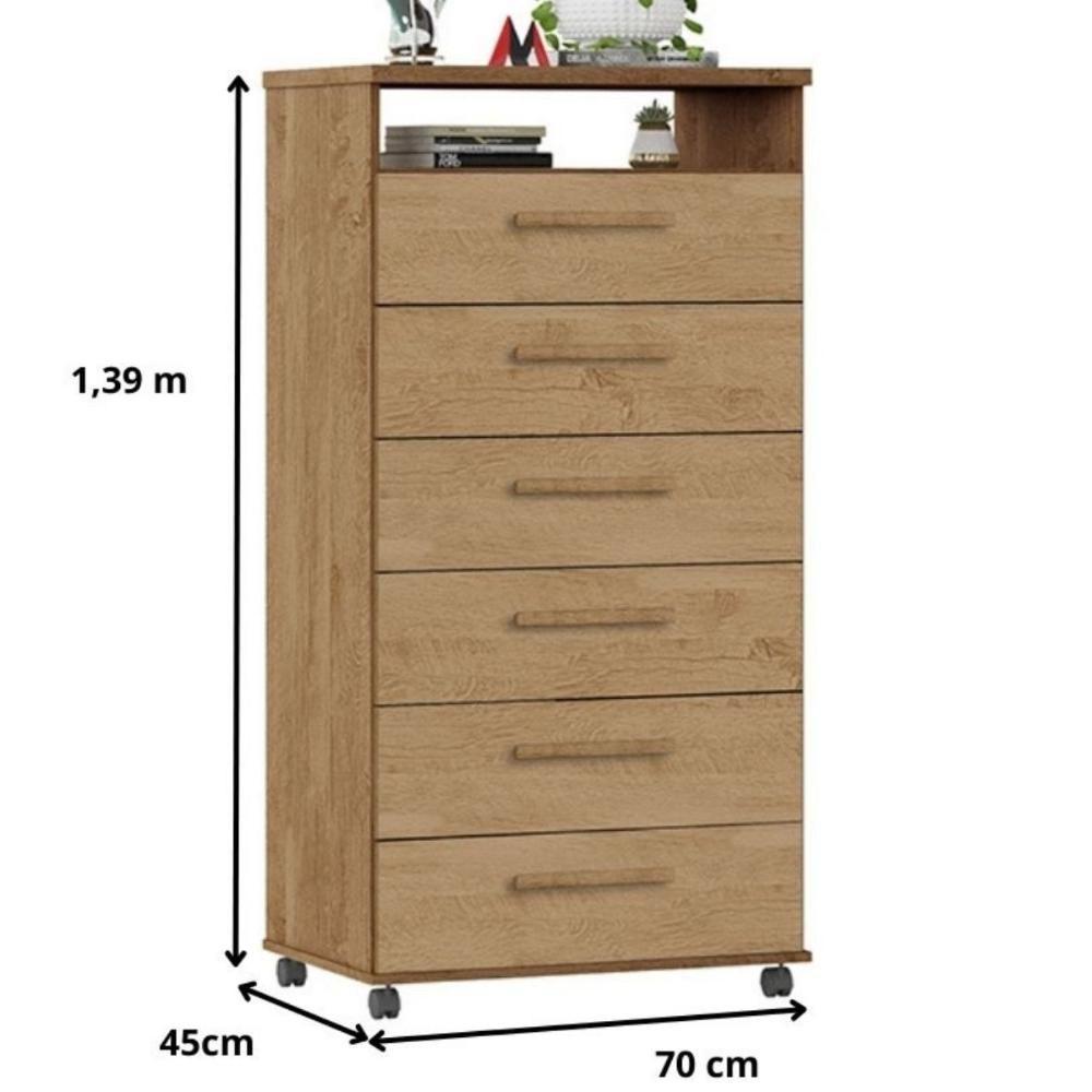 Cômoda Veneza 6 Gavetas Amêndoa - 3