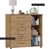 Cômoda Sapateira Barcelona 5 Gavetas Amêndoa - 2