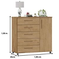 Cômoda Sapateira Barcelona 5 Gavetas Amêndoa - 3