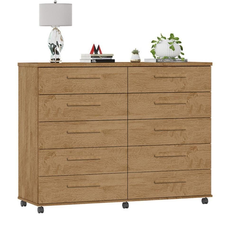 Cômoda Amsterdã 10 Gavetas Amêndoa - 1