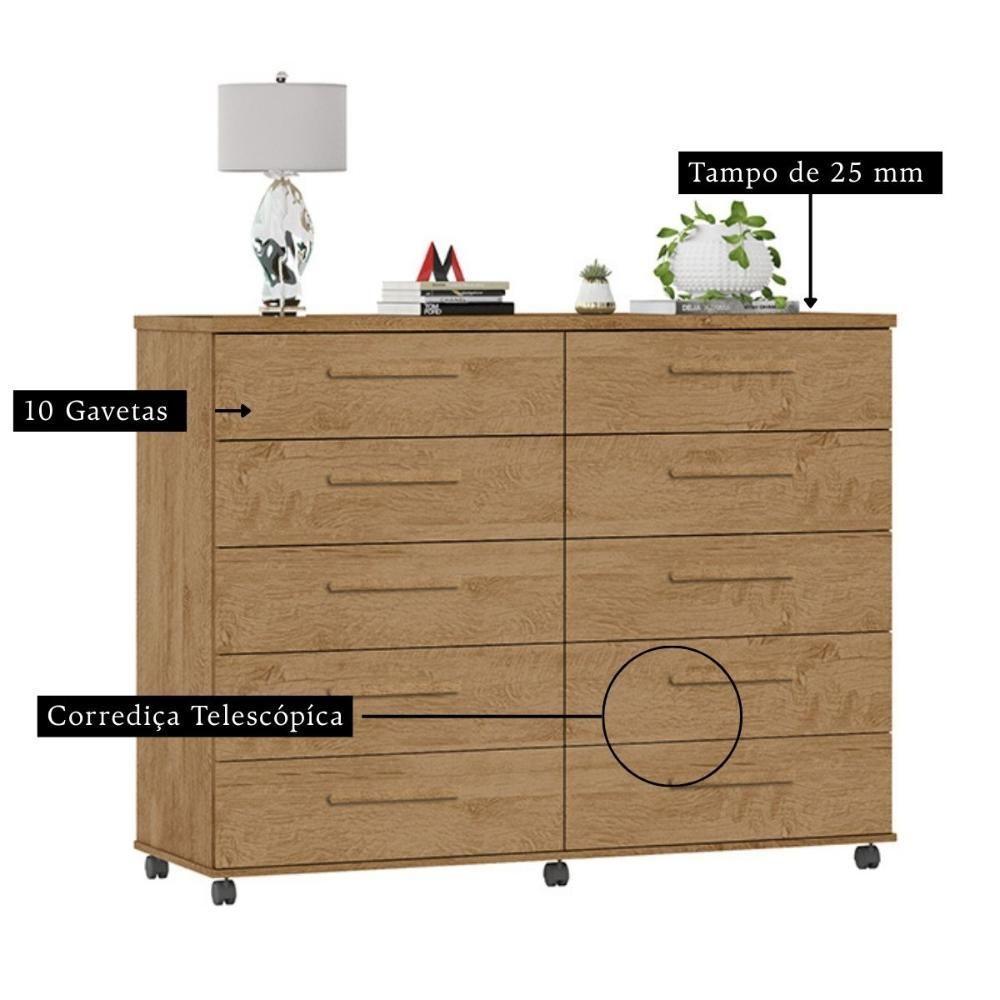 Cômoda Amsterdã 10 Gavetas Amêndoa - 2