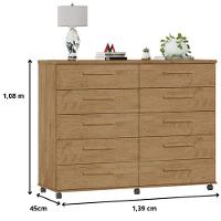 Cômoda Amsterdã 10 Gavetas Amêndoa - 3