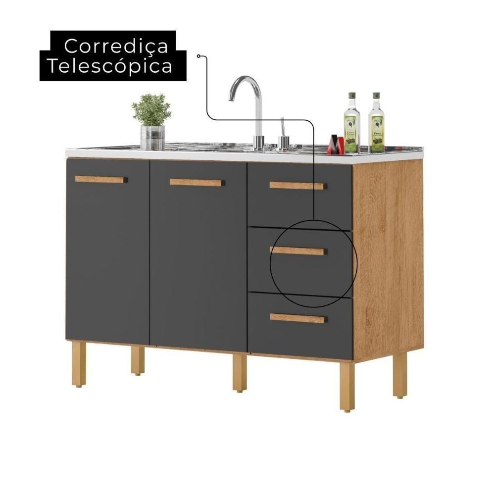 Cozinha Clarice Paneleiro Amêndoa Grafite - 3