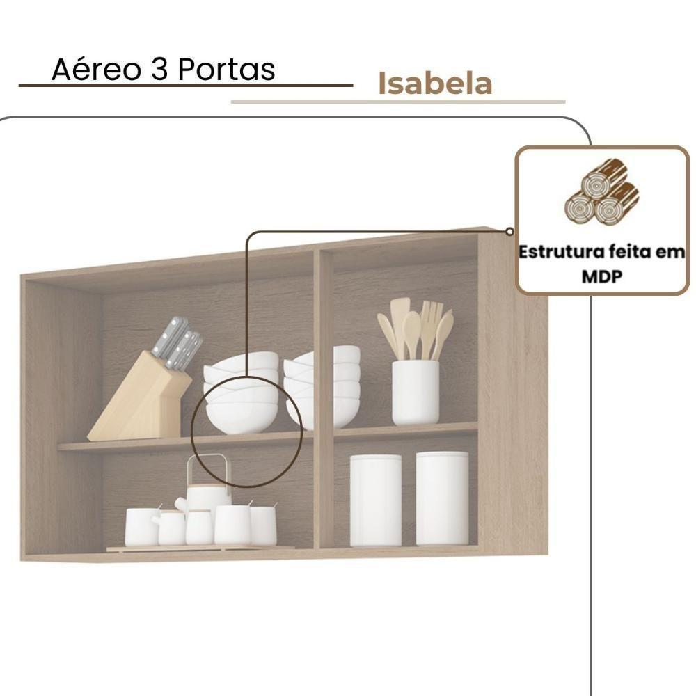Aéreo 3 Portas Cozinha Isabela Amêndoa Off White - 3