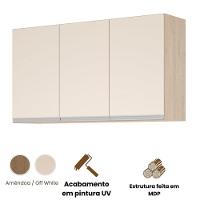 Aéreo 3 Portas Cozinha Isabela Amêndoa Off White - 2