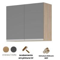 Aéreo 2 Portas Cozinha Isabela Amêndoa Grafite - 3