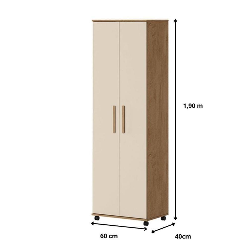 Armário Multiuso Canadá 2 Portas Amêndoa Off White - 3