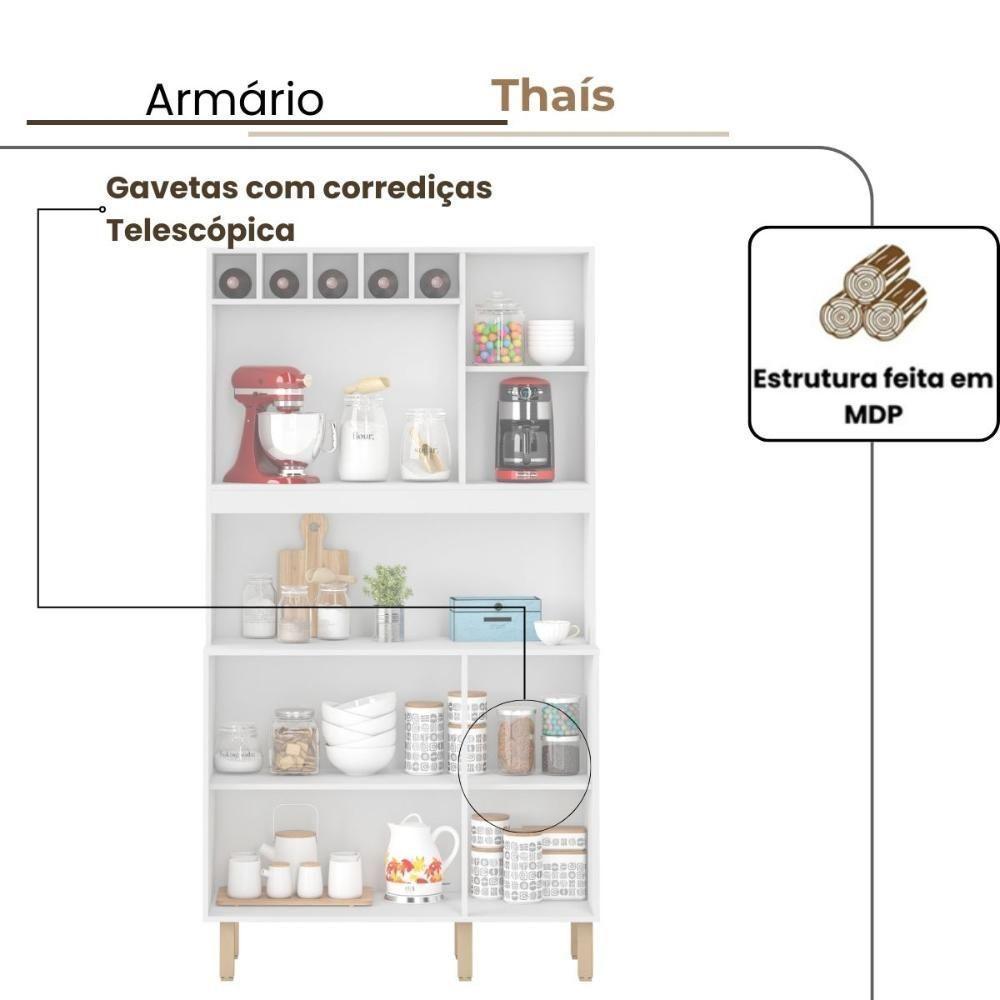 Armário De Cozinha Thaís 1,07 Mt 6 Portas Branco - 3
