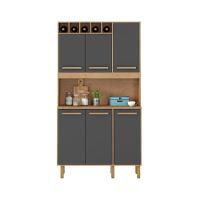 Armário De Cozinha Thaís 1,07 Mt 6 Portas Amêndoa Grafite - 1