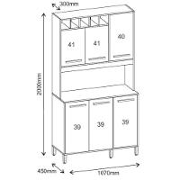 Armário De Cozinha Thaís 1,07 Mt 6 Portas Amêndoa Off White - 2