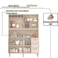 Armário De Cozinha Rafaela 1,43m 7 Portas Amêndoa Off White - 3