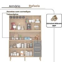 Armário De Cozinha Rafaela 1,43m 7 Portas Amêndoa Grafite - 3