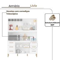 Armário De Cozinha Lívia 1,57m Com 6 Portas Branco - 3