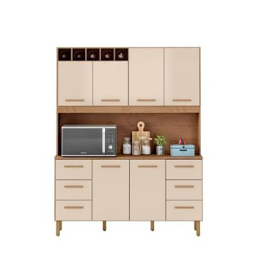 Armário De Cozinha Lívia 1,57m Com 6 Portas Amêndoa Off White