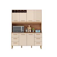 Armário De Cozinha Lívia 1,57m Com 6 Portas Amêndoa Off White - 1