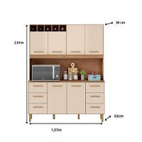 Armário De Cozinha Lívia 1,57m Com 6 Portas Amêndoa Off White - 2