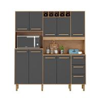 Armário De Cozinha Letícia 1,77 Mt 9 Portas Amêndoa Grafite - 1