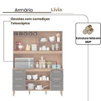 Armário De Cozinha Lívia 1,57m Com 6 Portas Amêndoa Grafite - 3