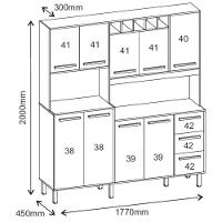 Armário De Cozinha Letícia 1,77 Mt 9 Portas Amêndoa Off White - 2