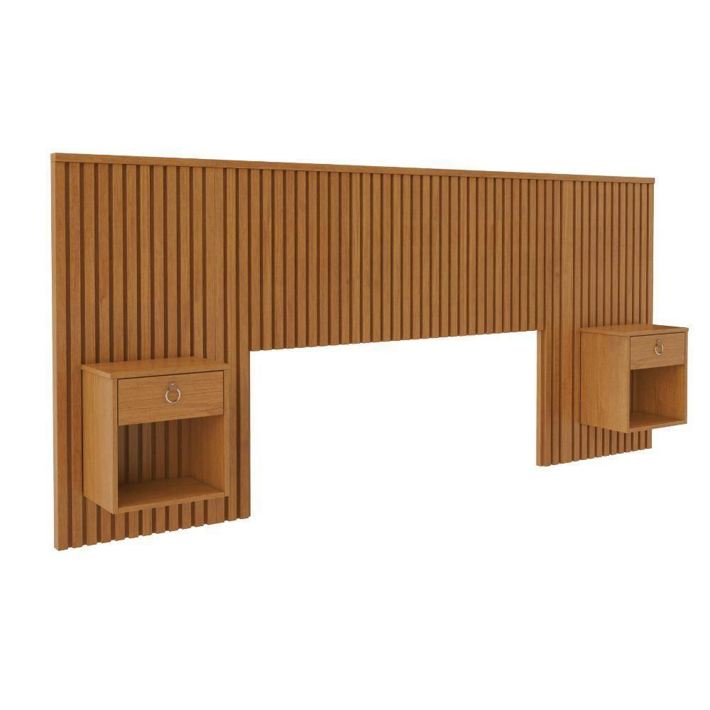 Cabeceira Cama Casal Sonhar Ripada Com 2 Mesas Cabeceira Jcm Cinamomo - 1