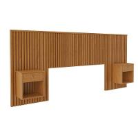 Cabeceira Cama Casal Sonhar Ripada Com 2 Mesas Cabeceira Jcm Cinamomo - 1