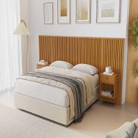 Cabeceira Cama Casal Sonhar Ripada Com 2 Mesas Cabeceira Jcm Cinamomo - 3