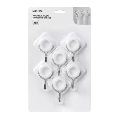 Conjunto 6 Gancho De Parede Metal Losango 2kg Miniso