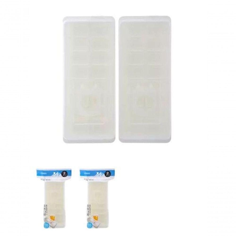 Kit 2 Formas De Gelo Com Tampa 16 Cubos Miniso Branca - 4