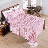 Jogo Cama Lençol Belle Casal Padrão 400 Fios Estampado 4 Peças Floral Rosê - 1