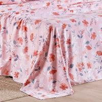 Jogo Cama Lençol Belle Casal Padrão 400 Fios Estampado 4 Peças Floral Rosê