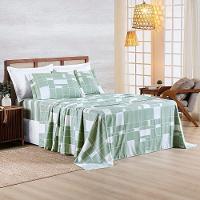 Jogo Cama Lençol Belle King 400 Fios Estampado 4 Peças Quadriculado Verde - 2