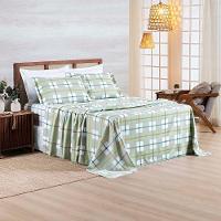 Jogo Cama Lençol Belle Queen 400 Fios Estampado 4 Peças Grid Verde - 2