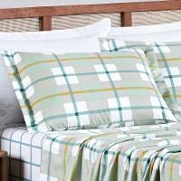 Jogo Cama Lençol Belle Queen 400 Fios Estampado 4 Peças Grid Verde - 3