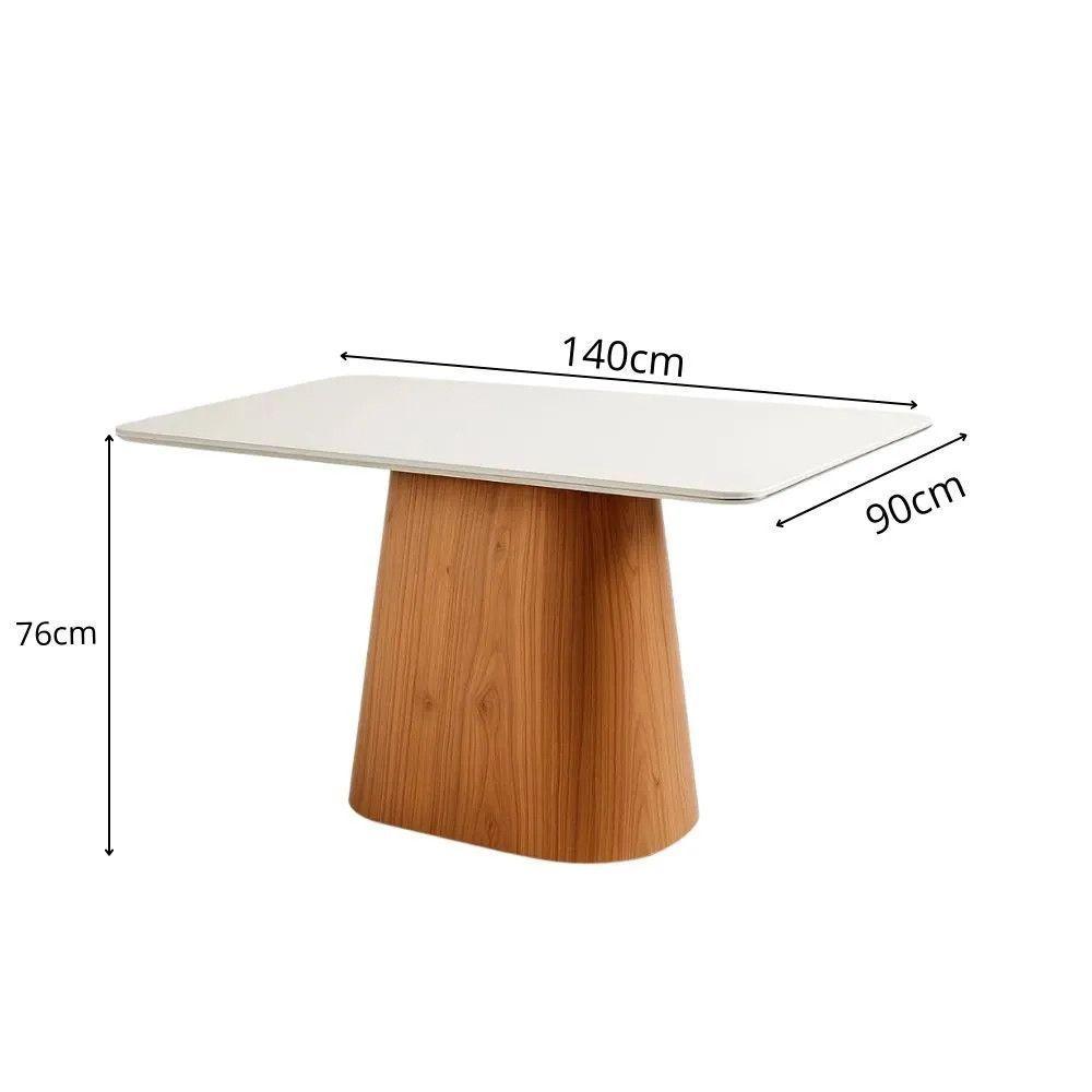 Mesa Jantar Maya Retangular Tampo Laqueado Vidro Luka Decor Off White - 4