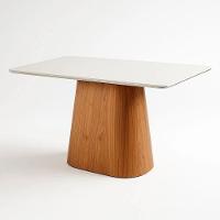 Mesa Jantar Maya Retangular Tampo Laqueado Vidro Luka Decor Off White - 1