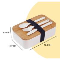 Kit Marmita Lancheira Tampa Hermética Garfo E Colher 900ml Miniso Branca - 5