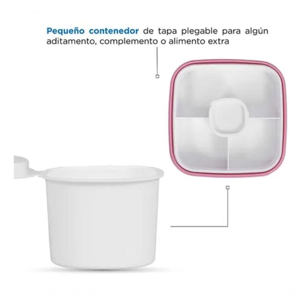 Recipiente Para Alimentos Dupla Camada Plástico Talher 1,1 Litro - Rosa - 6