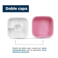 Recipiente Para Alimentos Dupla Camada Plástico Talher 1,1 Litro - Rosa