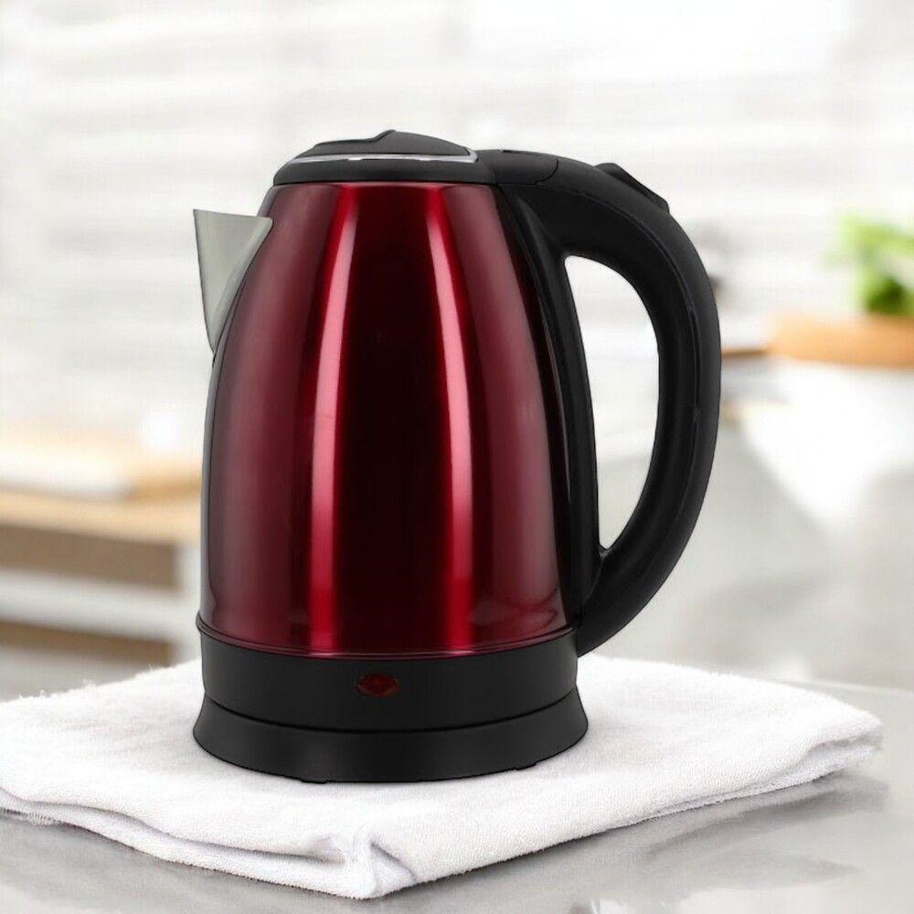 Chaleira Elétrica Vermelha 1,8l Inox - Fervura Rápida 1500w Para Bebidas Quentes 220V - 3