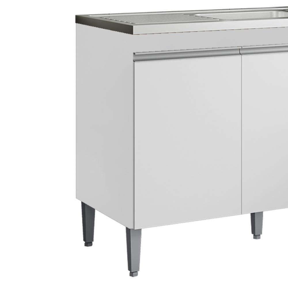 Balcão Pia Sem Tampo 2 Portas 3 Gavetas 116 Cm Andreia Branco Reajl Moveis - 5