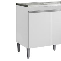 Balcão Pia Sem Tampo 2 Portas 3 Gavetas 116 Cm Andreia Branco Reajl Moveis - 5