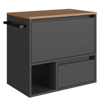 Gabinete Para Banheiro 01 Porta 01 Gaveta 60cm Mel Grafite Proddy