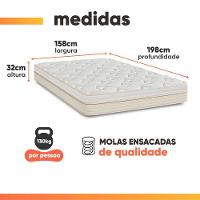 Colchão Casal Molas Ensacadas Memphis 158x198x32cm Branco