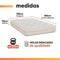 Colchão Casal Molas Ensacadas Memphis 138x188x32cm Branco - 2